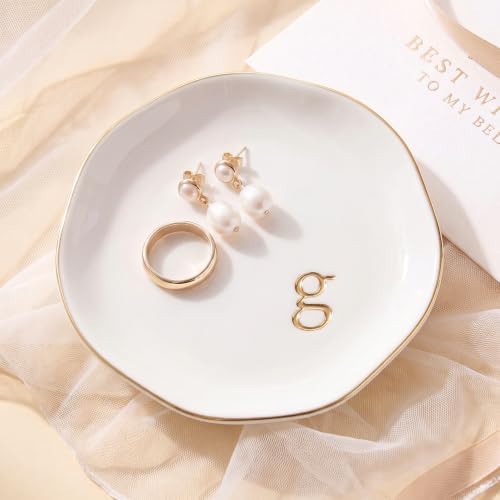Ceramic Jewelry Tray, White Initial G Personalized Jewelry Dish by GIVITASOT