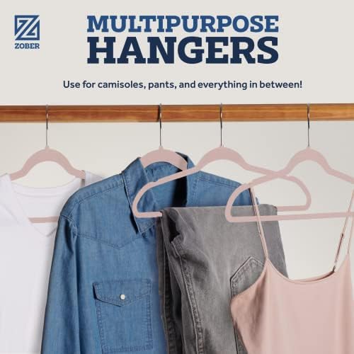 Zober Blush Velvet Hangers 50 Pack, Slim Non Slip Clothes Hangers | Slim velvet hangers with pants bar, felt hangers, flocked hangers, non slip hangers, coat hangers for suits, shirt hangers - Image 6