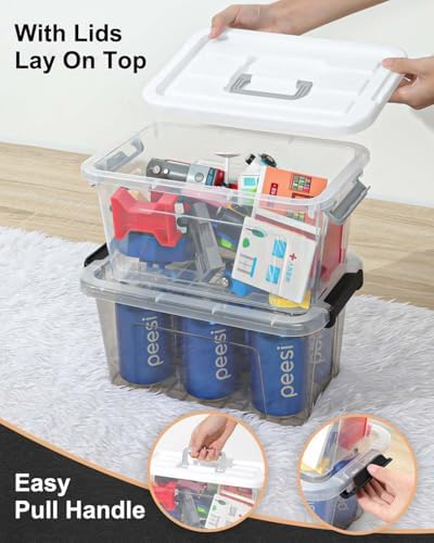 NUMIFUN 7Qt Clear Plastic Storage Bins with Lids,Transparent Design,6 Pack - Image 5