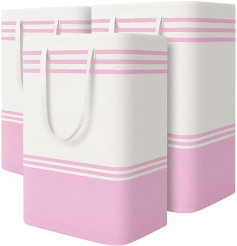 TranquilRelax 3-Pack Laundry Basket, Laundry Hamper, Pink-75L by Unknown