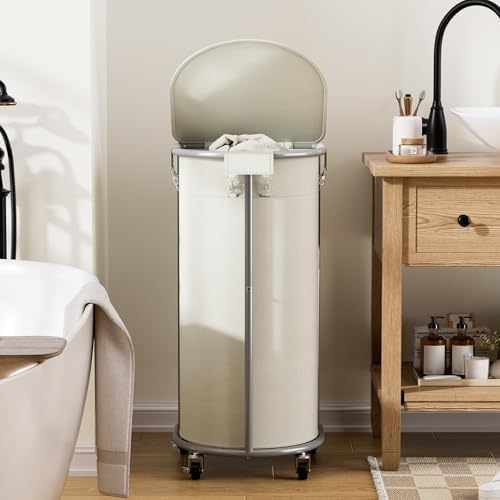 Laundry Hamper with Wheels and Lid, 100L Half Round Rolling Laundry Basket - Image 6