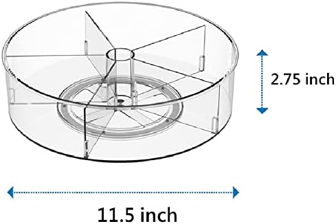 Slideep Lazy Susan Plastic Turntable Divided Spinner for Kitchen Cabinet, Pantry, Fridge, Cupboard, Counter Organizing Fully Rotating Organizer for Food, Spices, and Condiments, 11.5" Clear - 2 Pack - Image 6