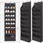 STORAGE MANIAC Over the Door Shoe Organizer Heavy-Duty Large Deep Pocket Hanging Shoe Organizer Shoe Rack Door Closet Shoe Organizer for Wall, Dorm & Narrow Door Storage Shoe Holder Black, 2 Pack by STORAGEMANIAC
