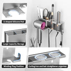 Hair Dryer Holder, Hair Tool Organizer, Blow Dryer Hanger Wall Mount for Dryer Hook, Bathroom Space-Saving Blow Dryer Organizer, Curling Irons Storage Wall Mounted (Gray) - Image 5