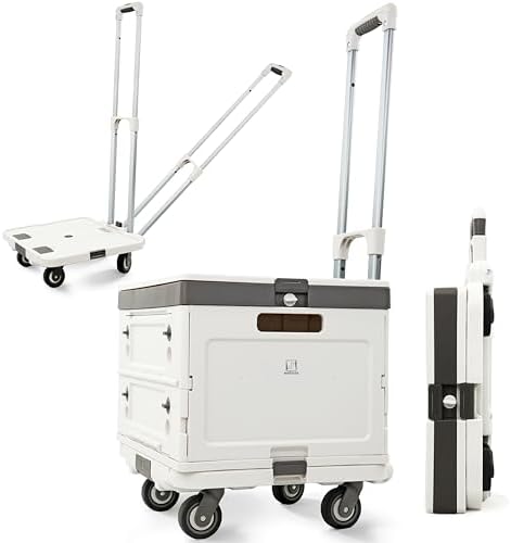 Wellmax Rolling Crate with Wheels, Foldable Utility Cart, 132 lb, White by Wellmax
