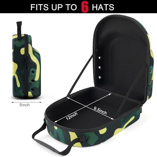 GERMUN Hard baseball hat case, Hat Carrier Travel Case with Adjustable Shoulder Strap, Hat cap case for 6 Baseball Caps - Perfect for Traveling (Camo Green) - Image 4