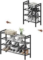 Expandable Shoe Rack, Heavy Duty Metal Shoe Organizer for Closet | 4Tier Heavy Duty Iron Adjustable Shoe Storage,Fits 12+ Pairs,Space-Saving,Non-Slip,Easy Assembly,For Doorway Entryway Bedroom by HDDTTZFURNITUREMAKEYOURDALIYLIVEBETTERANDBETTER
