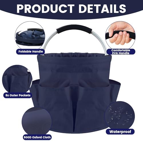 Cleaning Caddy with Handle, 17L Cleaning Supplies Organizer (Dark Blue) - Image 5