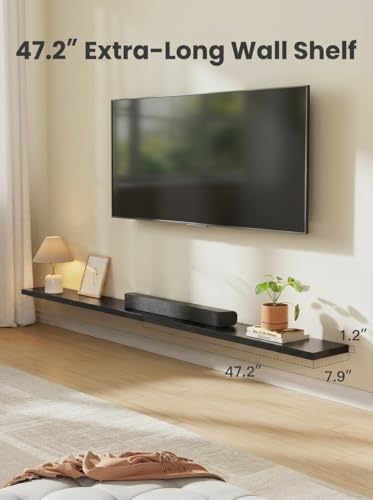Amada 47.2" Floating Shelves for Wall Decor & Storage, Set of 3, Black - Image 4