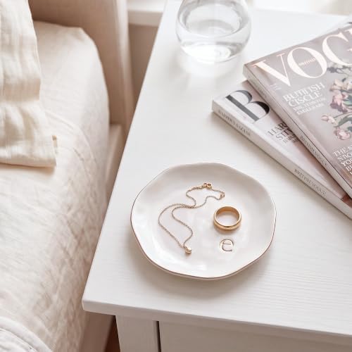 Ceramic Jewelry Tray, White Initial E Personalized Jewelry Dish - Image 6