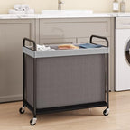 ELYKEN Laundry Hamper 3 Section, 120L Rolling Laundry Sorter with Wheels - Image 2