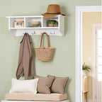 Shaker Cottage 36-Inch Wall-Mounted Coat Rack with 3 Open Shelves – Transitional Entryway Organizer, Mudroom Storage Shelf with 4 Hooks – Space-Saving Wall Storage by Alaterre Furniture (Ivory) - Image 2