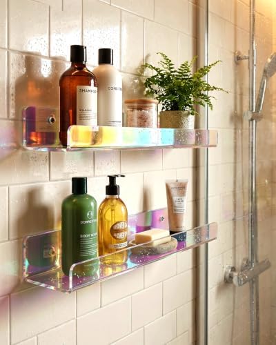 Iridescent Acrylic Bathroom Shelf Wall Mounted Floating Organizer - Image 2