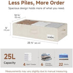 StorageWorks 5 Inch Low Profile Under Bed Storage Containers with Clear Lid | Reinforced Structure, Resists Sagging, Handles & Label Holder, Foldable Stackable Closet Storage for Clothes, Blankets, Toys - Image 2