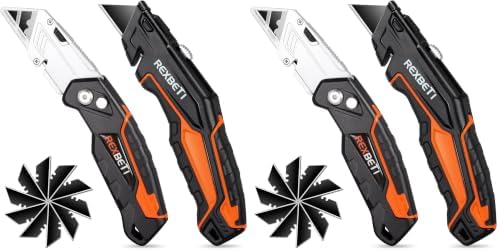 REXBETI Box Cutter 4-Pack, Utility Knife with Blade Storage, 36 Blades by REXBETI