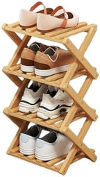YYW Bamboo Shoe Rack, Foldable Vertical Free Standing Shoe Storage Shelf by YYW