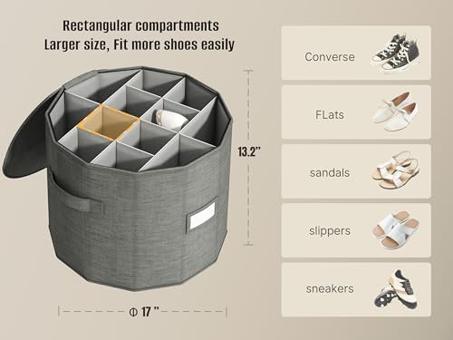 Round Shoe Organizer, Fan Dividers for Wide Shoes & Boots, Gray, 1 Pack - Image 3