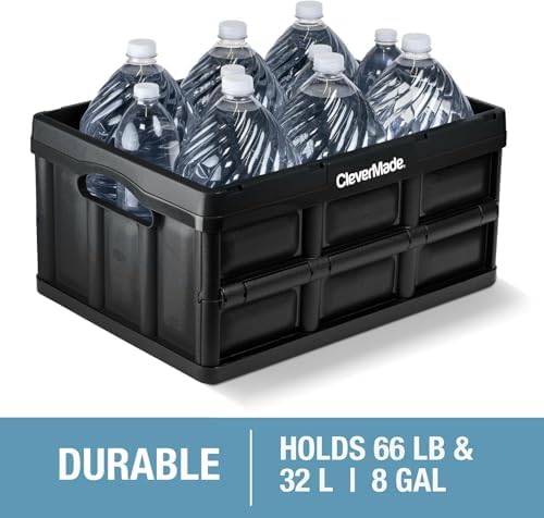 CleverMade Collapsible Storage Bins, 32L 3 Pack, 66 lb Stackable, Stone - Image 5