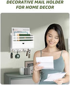 Rebee Vision Mail Organizer Wall Mount with Drawer for Living Room, White - Image 3