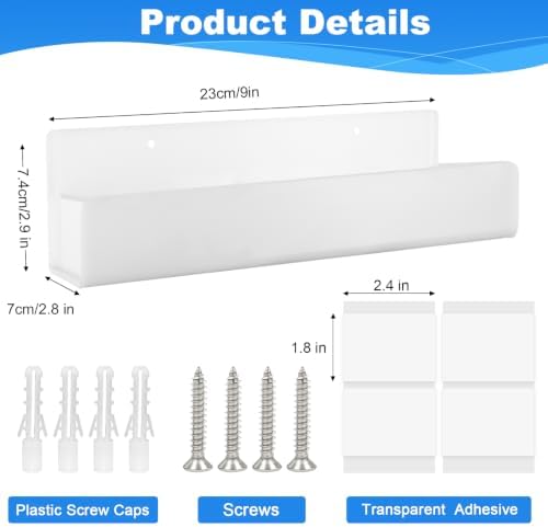9 Inch Acrylic Spice Rack Wall Mount, White, 2 Pack - Image 2