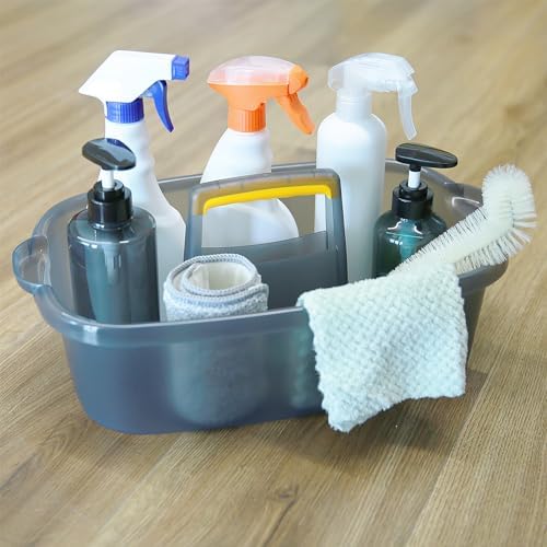 Goderewild Multi-Purpose Cleaning Caddy with Handle, Shower Caddy Organizer/Storage Basket/Totes Portable for Bathroom Supplies, Cleaning Products, Under Sink Tool (Translucent Gray, 1 Pack) - Image 6