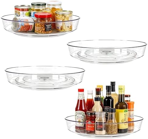 4 Pack Lazy Susan 10 inch Turntable for Spice Organization by MiraFureBrand