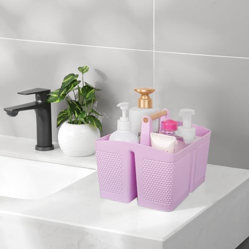 Plastic Shower Caddy, Portable Shower Basket with Handle, Light Purple - Image 2