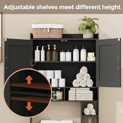 Homhedy Wooden Over The Toilet Storage Cabinet with Barn Door - Image 6