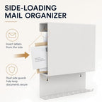 Wall Mounted Key Holder and Mail Organizer with 11 Hooks and 4 Pins,White - Image 5