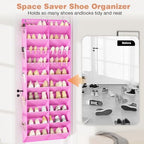 LANTEFUL Over the Door Shoe Organizer, Hanging Shoe Rack for Closet Door Shoe Storage for 30 Pairs Sneaker and Boots, Large Shoe Holder for Door with 10 Side Pockets, Space Saving, Pink - Image 6