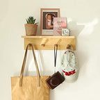 Entrance Coat Rack ，Coat Hooks, Wall-Mounted Wooden Hook Rack, Wall-Mounted Shelves(Oak Colored Finish—A-1) - Image 5