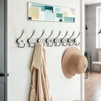 Dseap Coat Rack Wall Mount - 29.5” Long 8-Tri-Hooks Heavy Duty Coat Hanger Rail Wall Hooks for Hanging Coats Hats Clothing Clothes Purse Mudroom Entryway, Gray - Image 3
