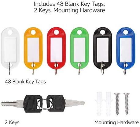 Amazon Basics Locking Steel Security Cabinet Key Lock Box with 48 Key Hooks, Key Storage, 2.8"D x 7"W x 9.8"H, Black - Image 5