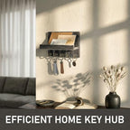 Rebee Vision Key Holder Wall Mount with Shelf for Living Room, Old Black - Image 3