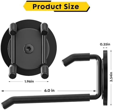 Strong Magnetic Hooks Heavy Duty - 2 Pack Rare Earth Magnets for Garage Utility Storage 20lb Hold | Hang Ladder, Power Tools, Toolbox, Shovel, Broom, Extension Cord(E-Blackpro 2) - Image 7