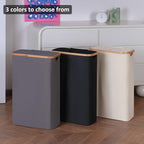 60L Slim Laundry Hamper,Laundry Basket with Lid,Tall Hamper for Laundry,Dirty Cloth Hamper with Bamboo Handle for Toys,Towels, Clothes Organizing,Black - Image 3