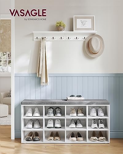 VASAGLE Shoe Bench with Cushion, 12 Compartments, 11.9 x 40.9 x 18.9 Inches - Image 2