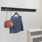 SKOLOO Wall Mounted Coat Rack 38", 10 Hooks, Bamboo, Shaker Style, Black - Image 3