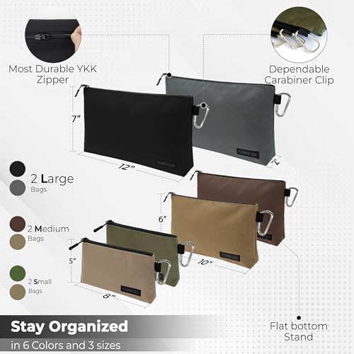 COREFLEX Premium Tool Pouch Zipper Bag, Small Tool Bag, Multipurpose Storage pouch, Heavy duty Flat Bottom Tool bag with YKK Zipper (6 pack Combo mixed size) - Image 2