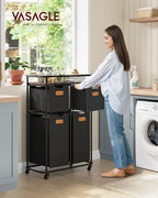 VASAGLE Laundry Sorter with Wheels, Portable Rolling Cart, 39.6 Gal.(150 L) - Image 2