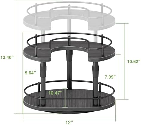 Across-Star Lazy-Susan-Spice-Rack -Organizer For Cabinet With Adjustable Height, 12 inch Rotating Seasoning Holder Spice Organization For Pantry, 2-Tier Kitchen Counter Shelf Countertop Organizer - Image 5