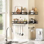 Amada Bathroom Shelves with Towel Bar, Set of 2, Black - Image 6