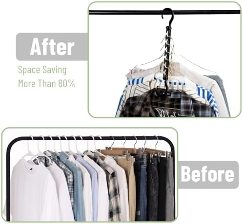 Mr. Pen- Space Saving Hangers for Clothes, 20 pcs, Black | Plastic Multi Clothes Hangers Space Saving, 6 Slots, 360° Rotating Hooks - Image 6