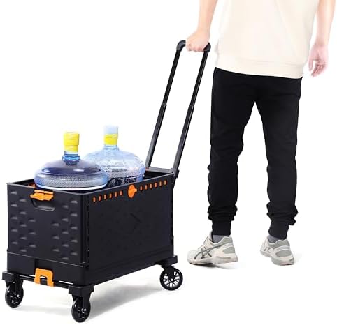 Collapsible Rolling Crate with Wheels Heavy Duty Storage Crate Utility Cart - Image 4