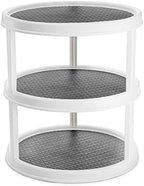 Yesland 3 Tier Lazy Susan Turntable - 12'' Round Tiered Rotating Kitchen Spice Organizer and Non-Skid Organization Storage Container - Tiered Tray for Fruit, Snacks, Cosmetic, Pantry, Bathroom(Grey) by Yesland