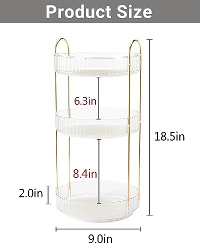 Asayuee 360 Rotating Makeup Organizer,3 Tier Large Capacity Make Up Organizers and Storage,Skincare Perfume Vanity Organizers,Bathroom Cosmetics Storage Organizer Countertop (Clear-3 Tier) - Image 2