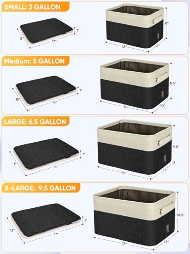 BALEINE 3 Pack Fabric Closet Storage Bins for Shelves, Linen Closet Organizers and Storage, Decorative Baskets for Organizing, Shelf, Clothes, Home, Office (Black, 17''x13''x10.5'') - Image 2
