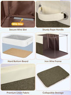 BALEINE 2 Pack Fabric Closet Storage Bins for Shelves, Linen Closet Organizers and Storage, Decorative Baskets for Organizing, Shelf, Clothes, Home, Office (Brown, 12"x8"x8") - Image 6