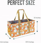 Extra Large Utility Tote Bag - Oversized Collapsible Reusable Wire Frame Rectangular Canvas Basket With Two Exterior Pockets For Beach, Pool, Laundry, Car Trunk, Storage - Volleyball - Image 4