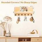 Key Holder for Wall, Mail Organizer Wall Mount with 6 Hooks Wooden Hanging Key Rack for Home Decor, Hallway, Entryway (Wood Color) - Image 6